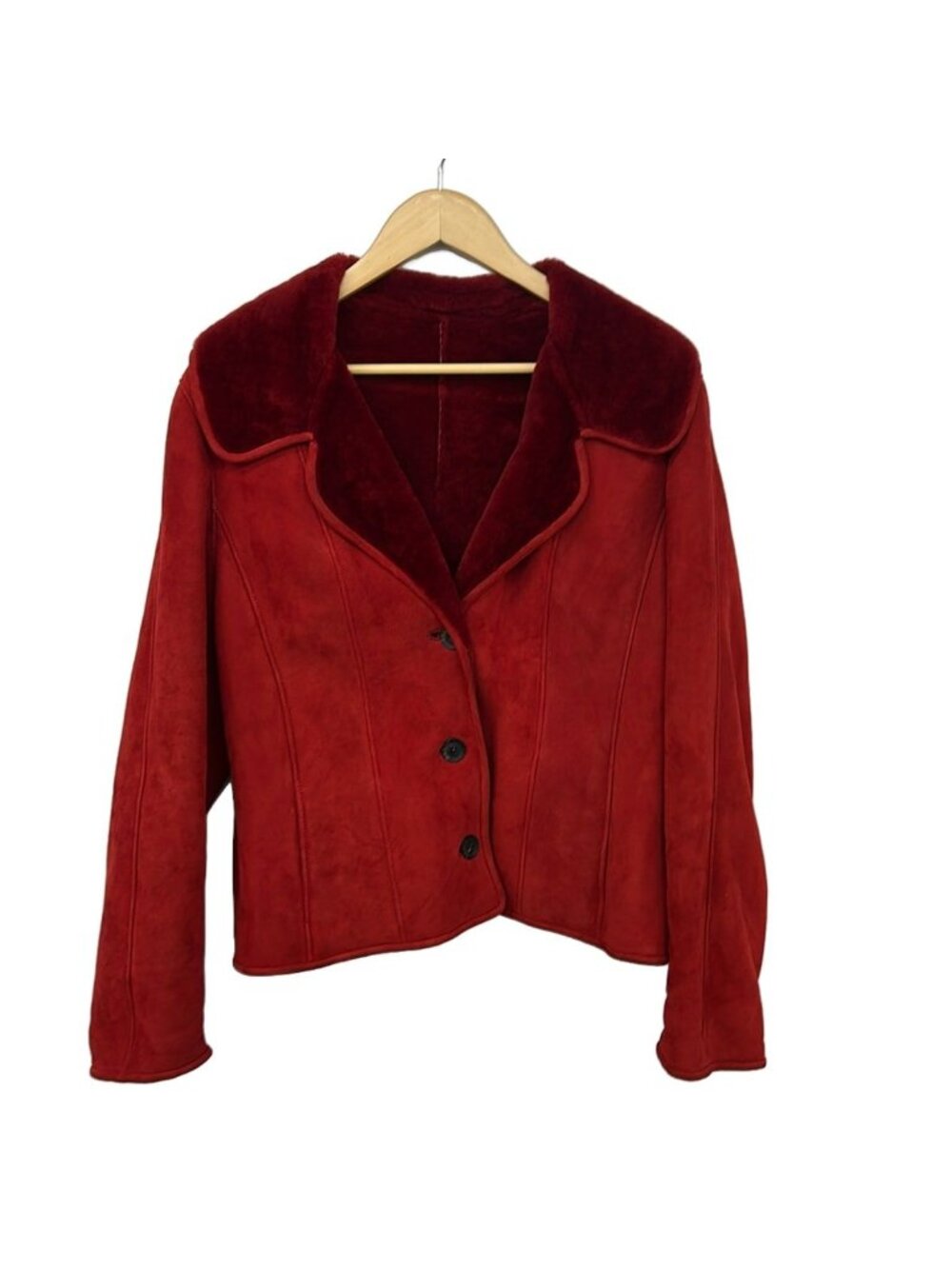 Loewe Coat XL Red Long Sleeve Shearling